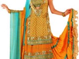 yellow mehndi dresses for bride