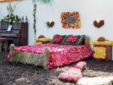 Bridal room decoration with fresh flowers